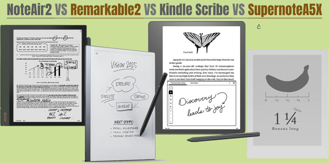 Boox NoteAir2+ VS Kindle Scribe VS Remarkable2 VS Supernote A5X - Specs ...