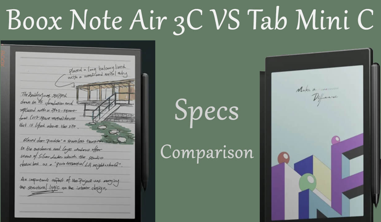 Boox Note Air 3C VS Tab Mini C - Specs Comparison - Webtoolo